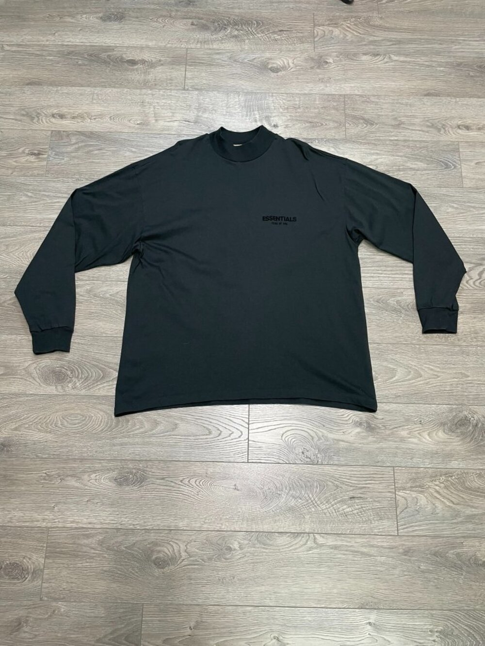 Fear of God Essentials Mock Neck Long Sleeve‎ T-Shirt Black Stretch Limo Size L